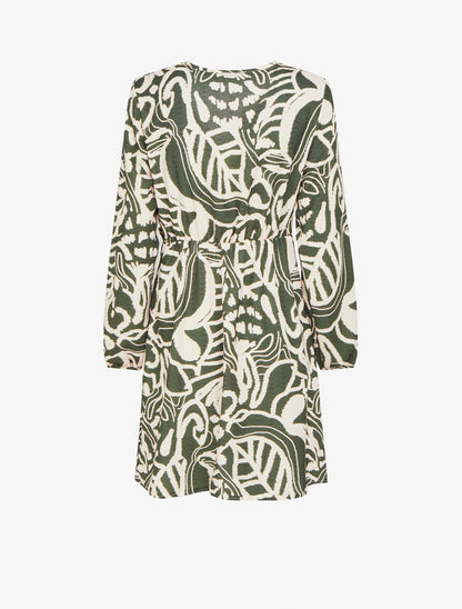 Robe portefeuille imprimé fantaisie - Kaki - 2