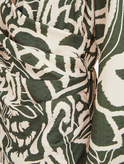 Robe portefeuille imprimé fantaisie - Kaki - 3