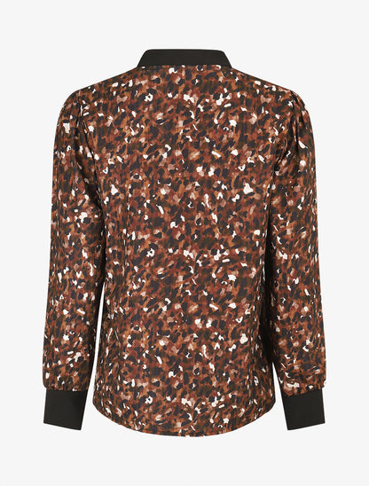 Blouse fluide à imprimé abstrait - Marron - 2