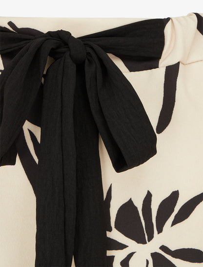 Pantalon ample et fluide imprimé grandes fleurs - Noir - 3