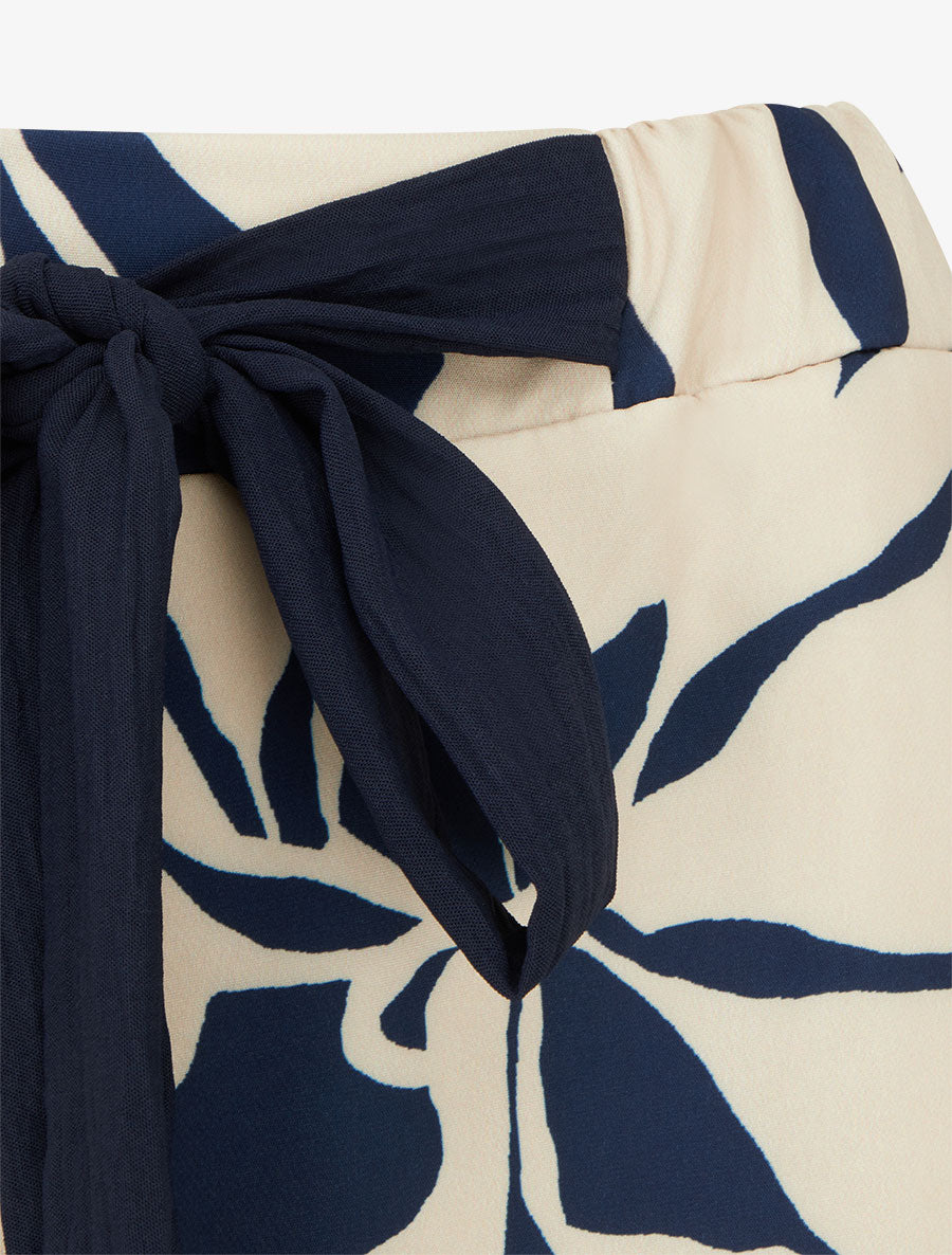 Pantalon ample et fluide imprimé grandes fleurs - Bleu foncé - 3