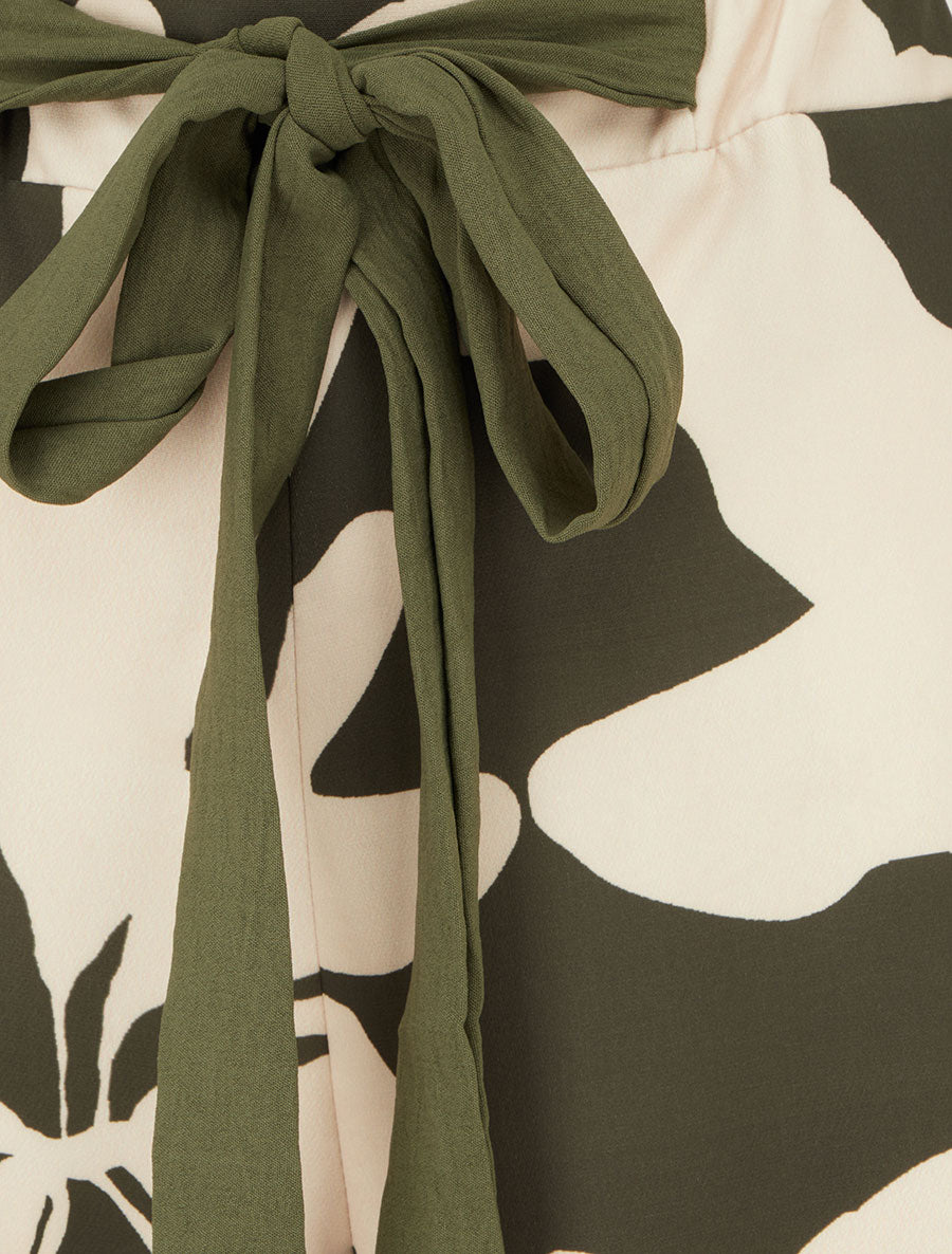 Pantalon ample et fluide imprimé grandes fleurs - Kaki - 3