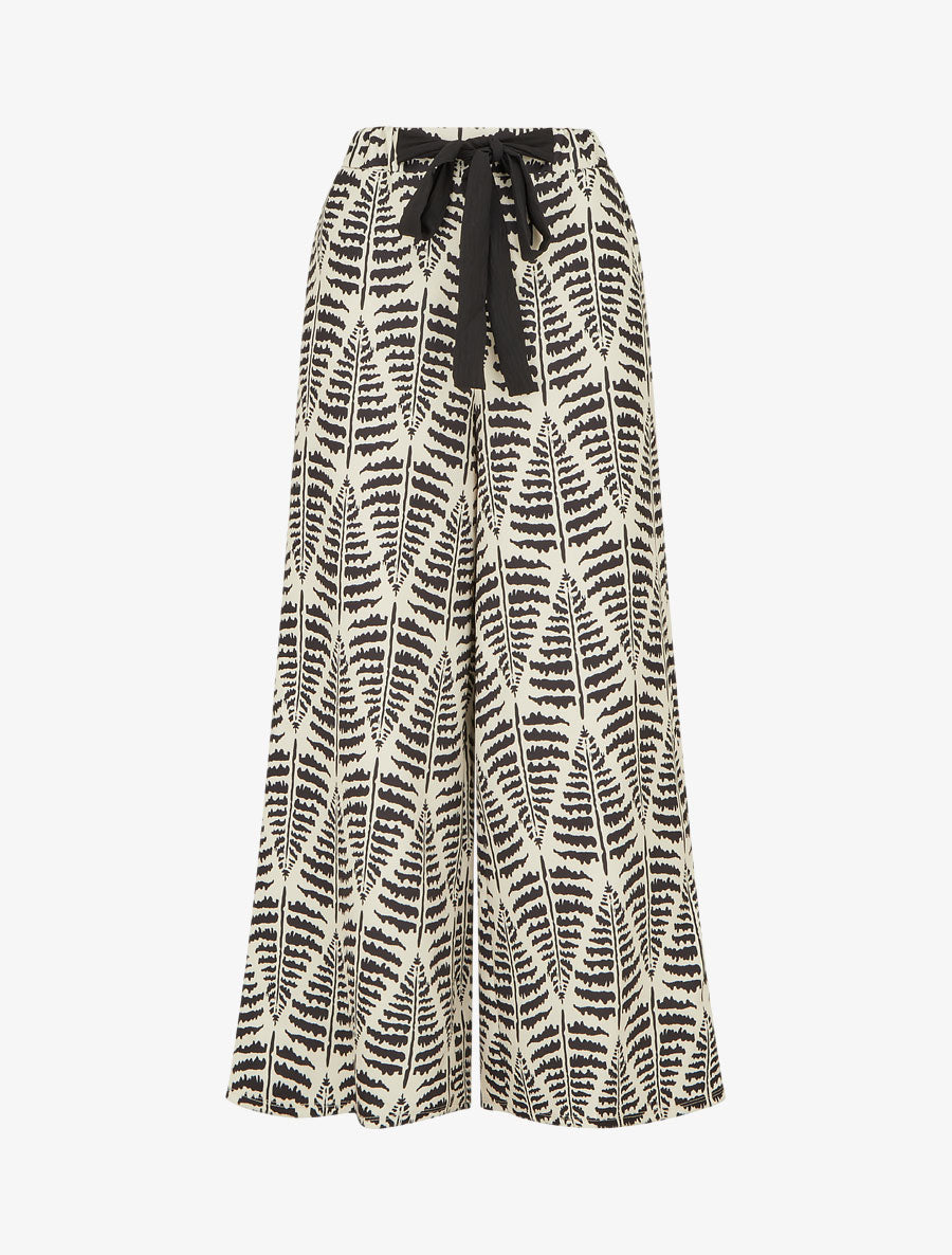 Pantalon ample et fluide imprimé fantaisie - Noir - 1
