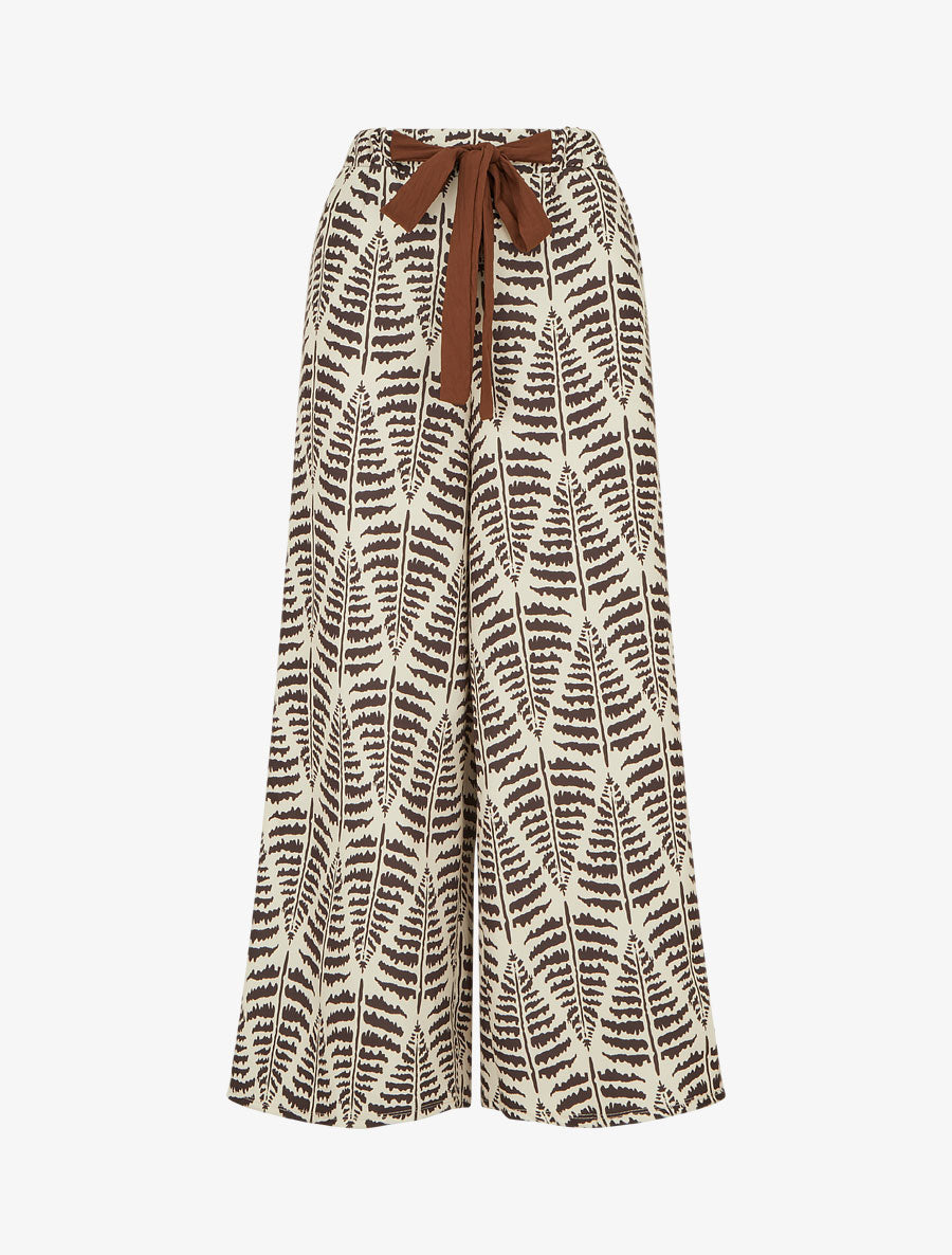 Pantalon ample et fluide imprimé fantaisie - Marron - 1