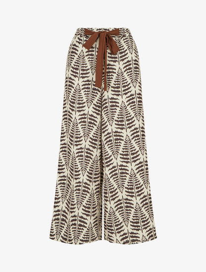 Pantalon ample et fluide imprimé fantaisie - Marron - 1
