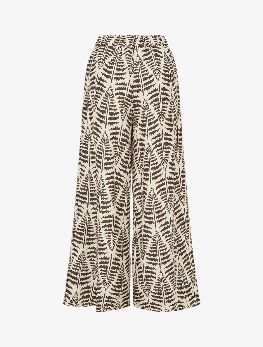 Pantalon ample et fluide imprimé fantaisie - Marron - 2