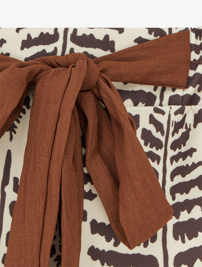 Pantalon ample et fluide imprimé fantaisie - Marron - 3