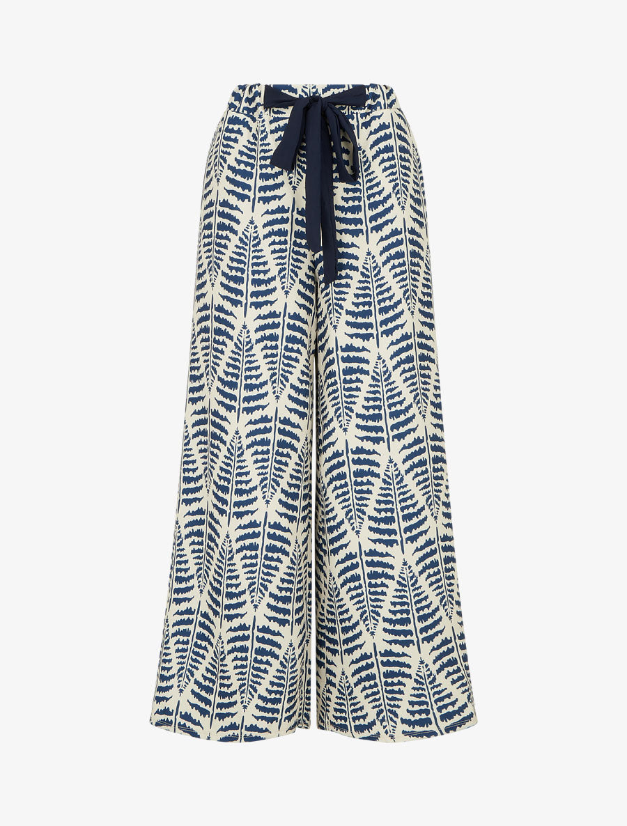 Pantalon ample et fluide imprimé fantaisie - Bleu foncé - 1