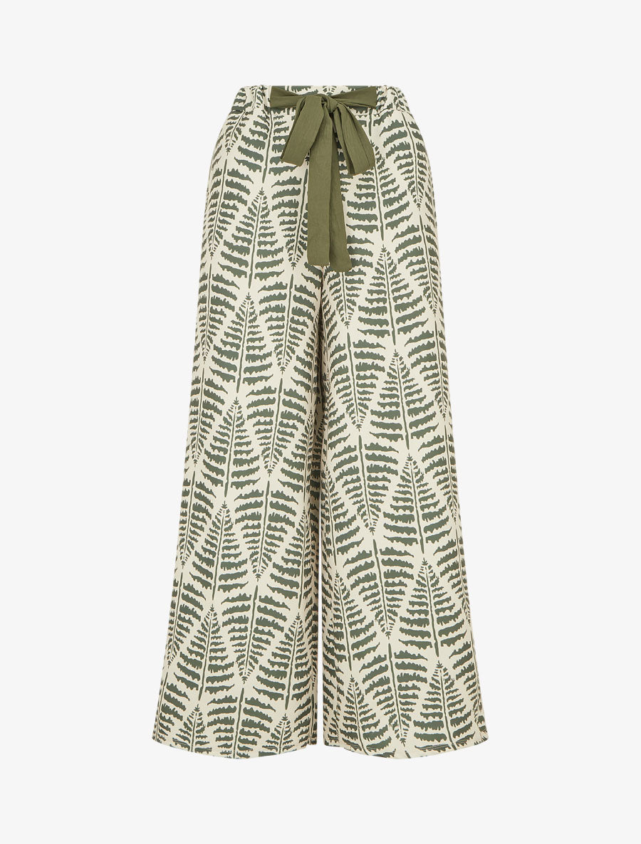 Pantalon ample et fluide imprimé fantaisie - Kaki - 1