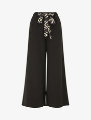 Pantalon ample à lien imprimé graphique - Noir - 1