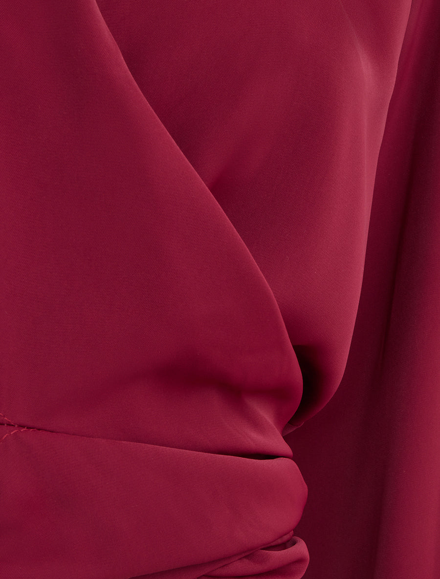 Crop top cruzado liso y satinado - Burdeos