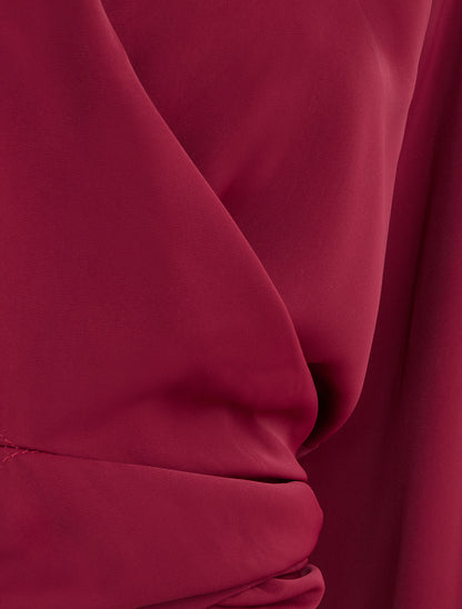 Crop top cruzado liso y satinado - Burdeos