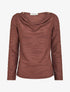 Top texturé à col bénitier et bijou - Marron - 1