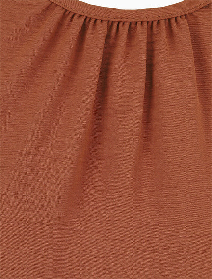 Blouse fluide uni à boutons décoratifs au dos - Terracotta - 3