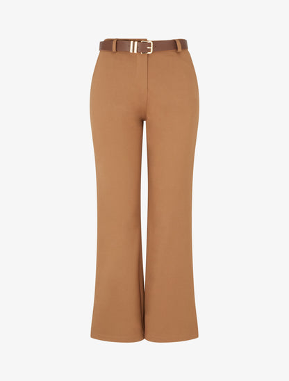 Pantalon droit basique ceinturé - Camel - 1