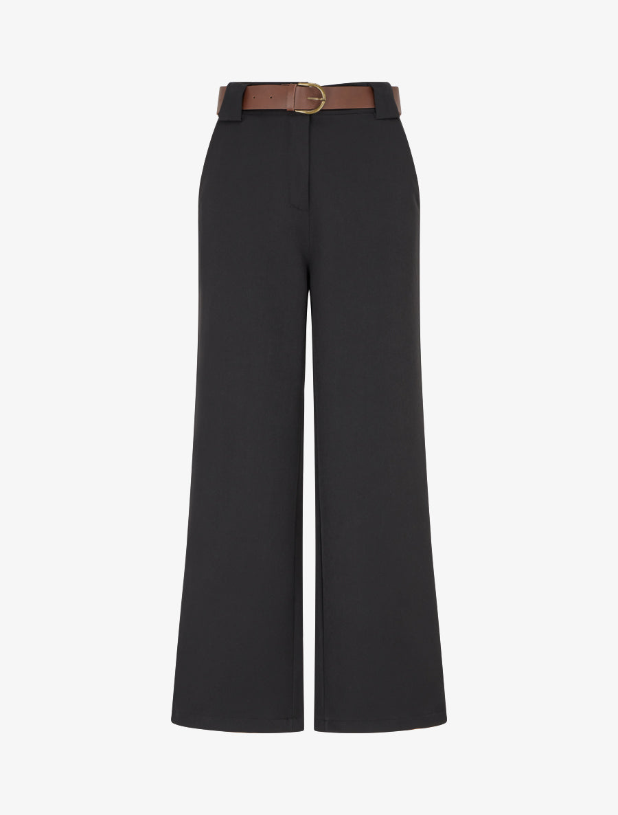 Pantalon droit uni taille haute - Noir - 1