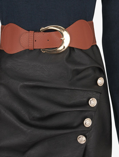 Robe bimatière jupe plissé à boutons - Marine - 3