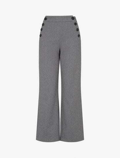 Pantalón recto con estampado de espiguilla - Gris
