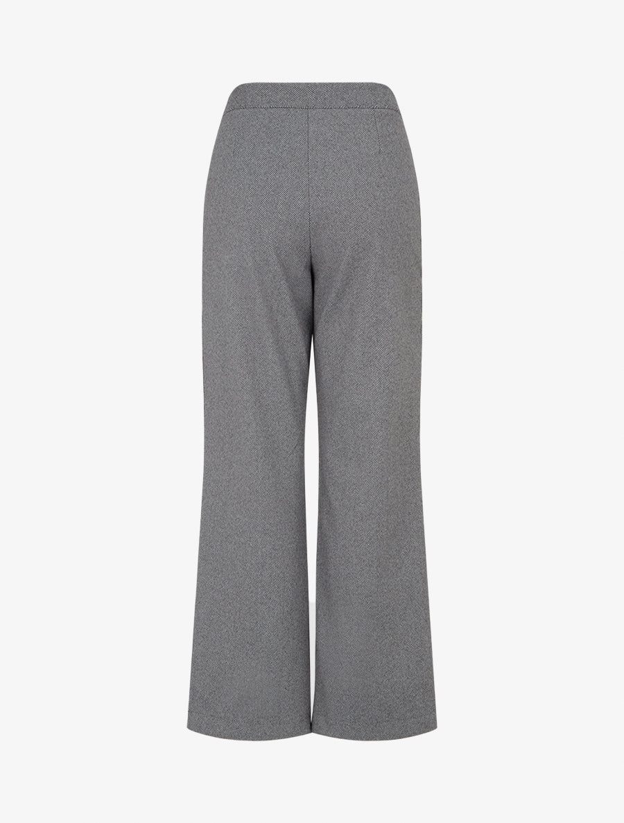 Pantalón recto con estampado de espiguilla - Gris