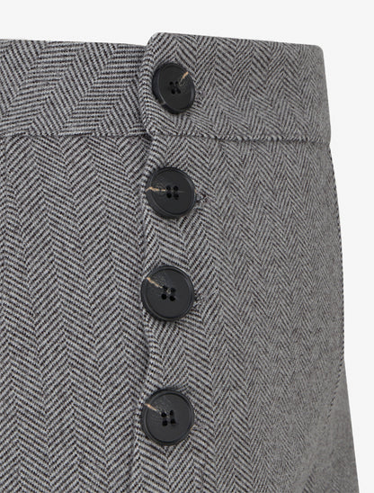 Pantalón recto con estampado de espiguilla - Gris