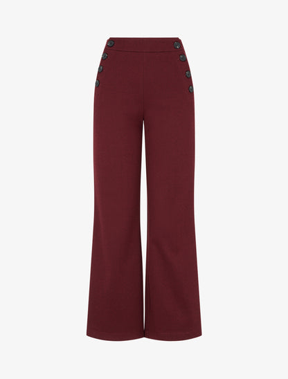 Pantalon à pont droit imprimé chevron - Bordeaux - 1