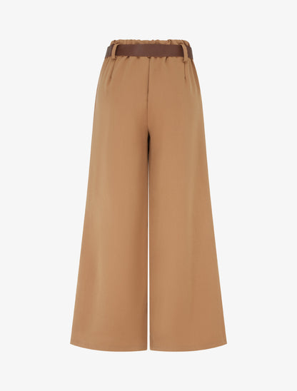 Pantalon élastiqué coupe ample - Camel - 2