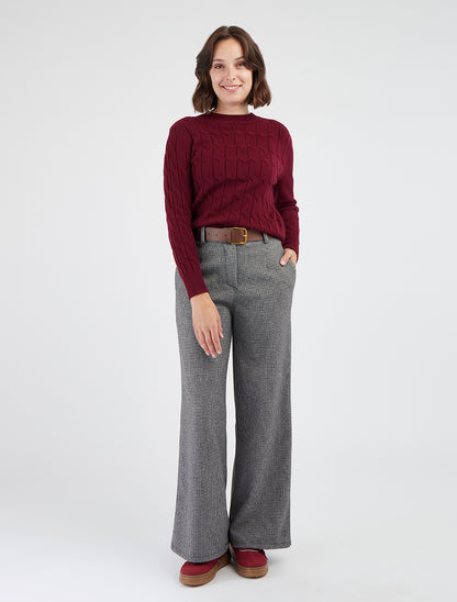 Pantalón ancho estampado de pata de gallo - Negro/gris