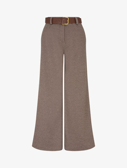 Pantalon ample imprimé pied de poule - Taupe - 1