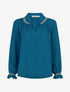 Blouse droite à détail brodé - Bleu canard - 4