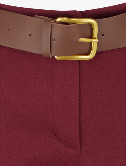 Short droit à revers et ceinture - Bordeaux - 3