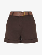 Short à revers imprimé chevron - Marron - 1