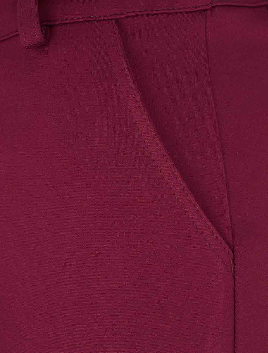 Pantalon slim à revers - Lie de vin - 3