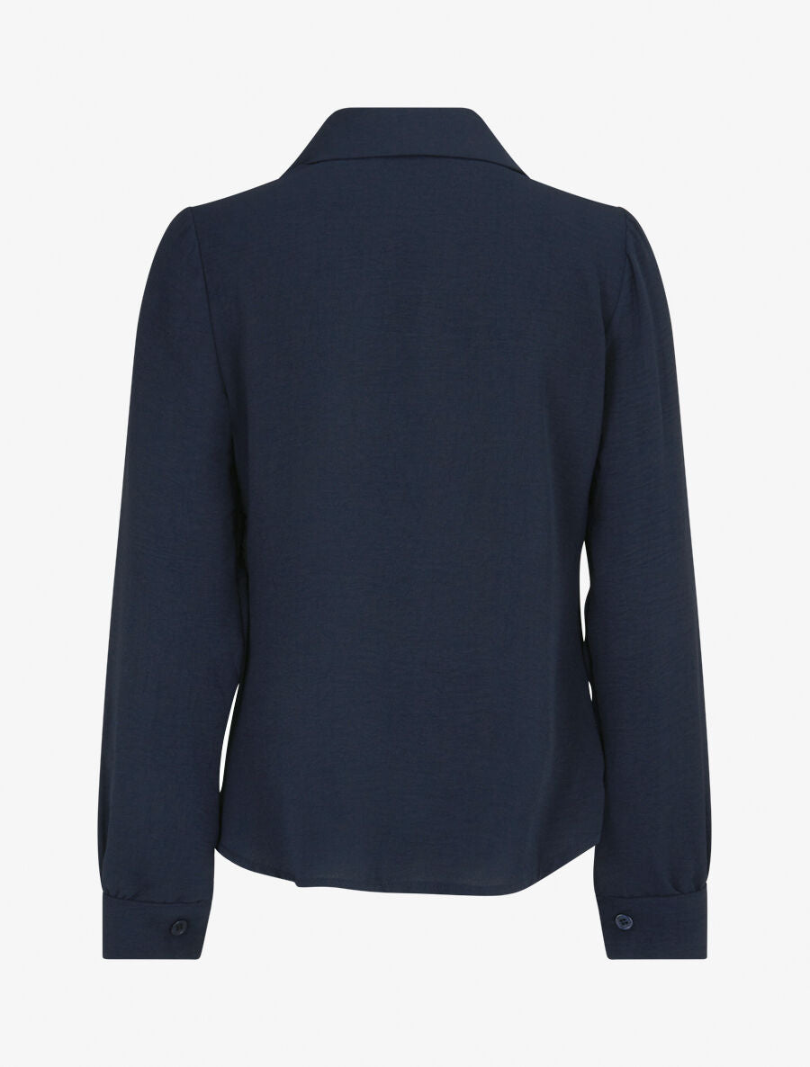 Chemise droite plissée - Marine - 2