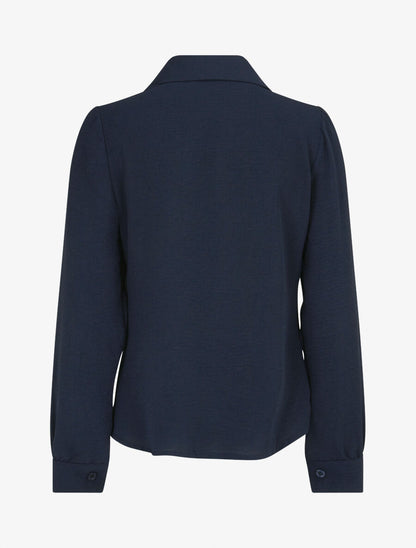 Chemise droite plissée - Marine - 2