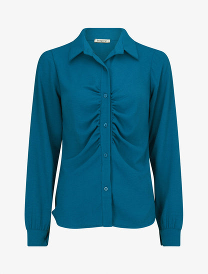 Chemise droite plissée - Bleu canard - 1