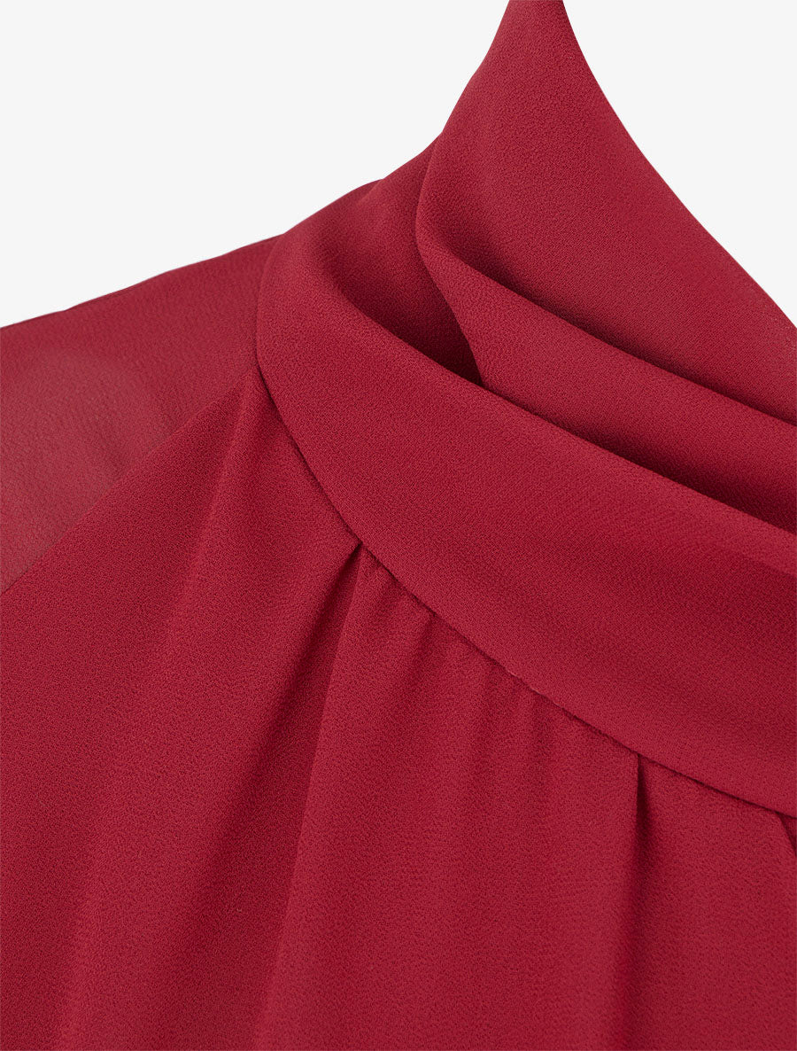 Top droit à col lavallière - Bordeaux - 4