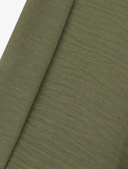 Blouse unie élastiquée à col cache coeur - Kaki - 3