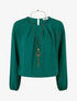 Blouse unie à bords élastiqués - Vert sapin - 1