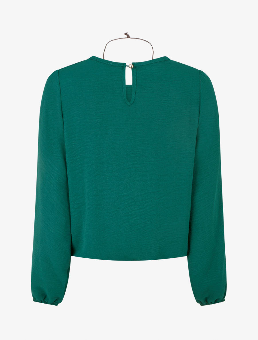 Blouse unie à bords élastiqués - Vert sapin - 2