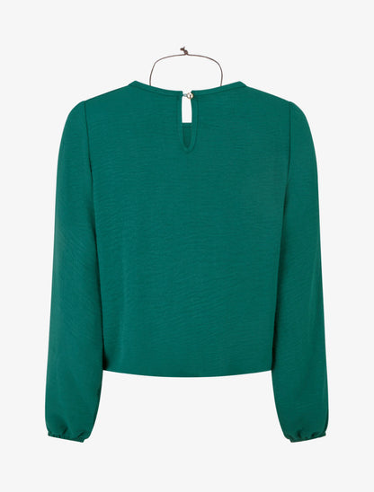 Blouse unie à bords élastiqués - Vert sapin - 2