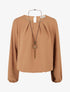 Blouse unie à bords élastiqués - Camel - 1