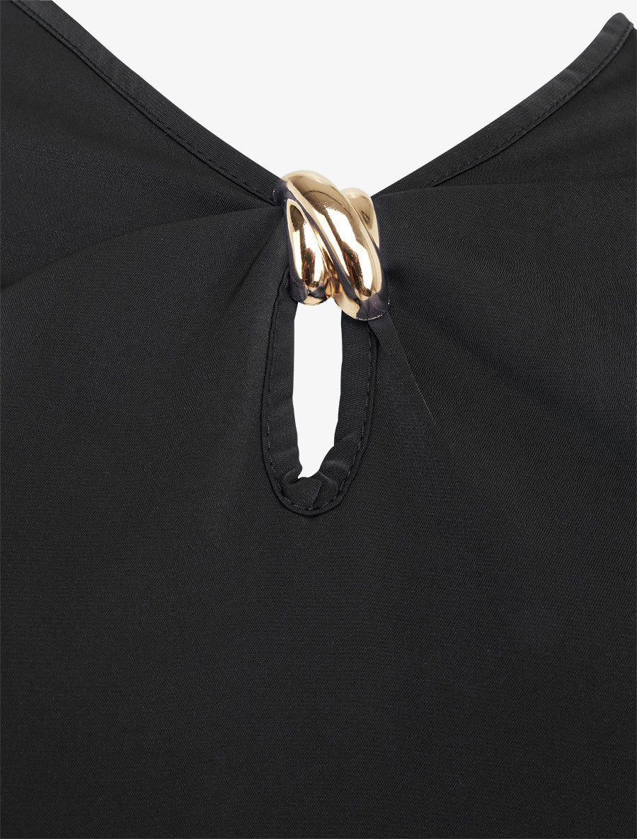 Top fluide à bijoux doré - Noir - 3