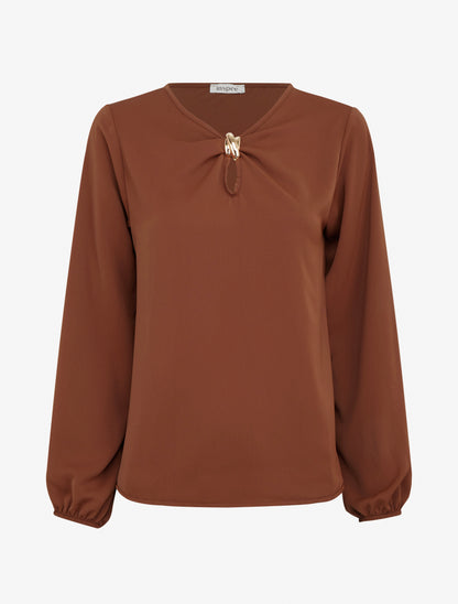 Top fluide à bijoux doré - Marron - 1