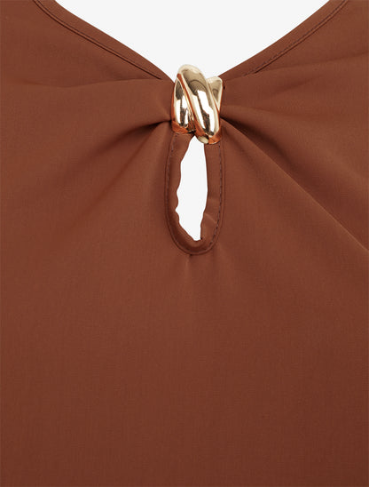 Top fluide à bijoux doré - Marron - 3