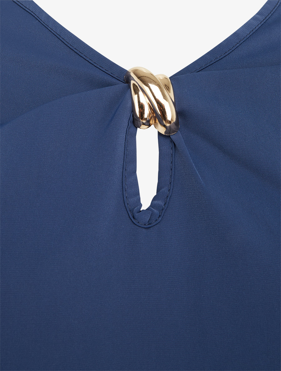 Top fluide à bijoux doré - Marine - 3