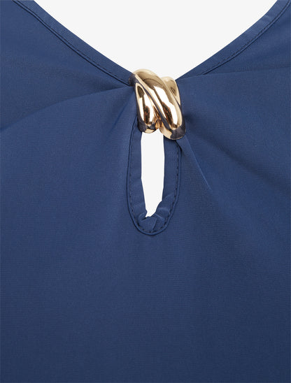 Top fluide à bijoux doré - Marine - 3