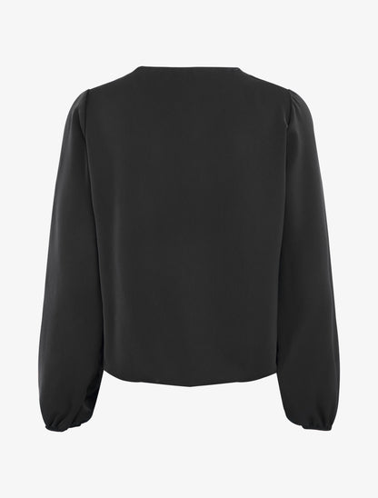 Top fluide à col asymétrique et bijoux doré - Noir - 2