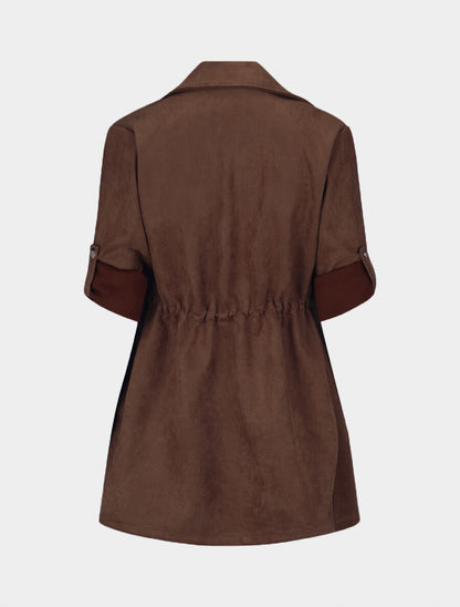 Veste longue en suédine - Marron - 2