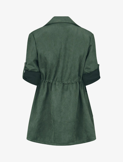 Veste longue en suédine - Vert sapin - 2