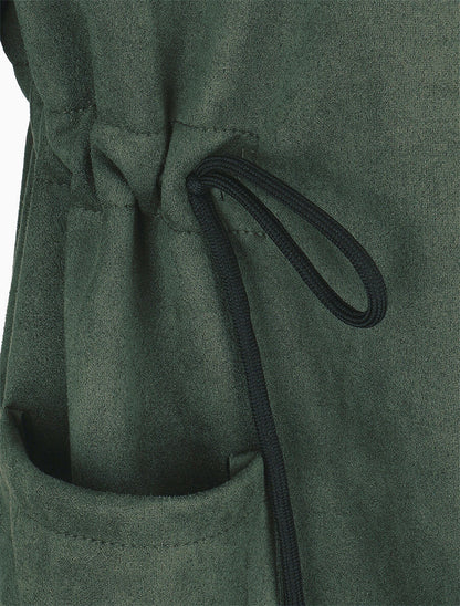 Veste longue en suédine - Vert sapin - 3